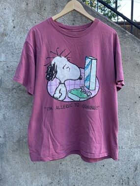 Vintage 90s Changes tag single stitch Snoopy “I’m allergic to mornings” t shirt
